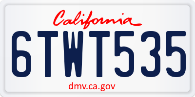 CA license plate 6TWT535