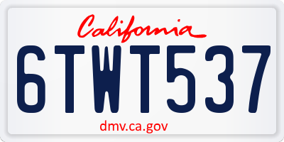 CA license plate 6TWT537