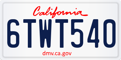CA license plate 6TWT540