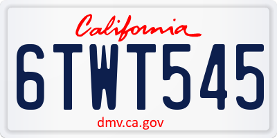 CA license plate 6TWT545