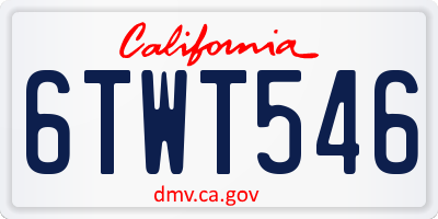 CA license plate 6TWT546