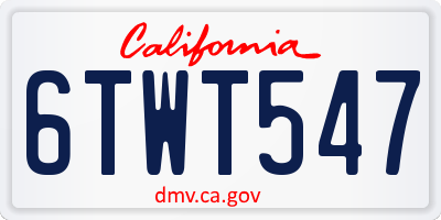 CA license plate 6TWT547