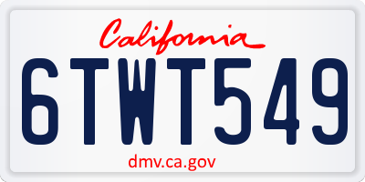 CA license plate 6TWT549