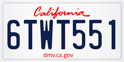 CA license plate 6TWT551