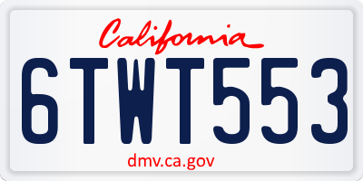 CA license plate 6TWT553