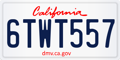 CA license plate 6TWT557