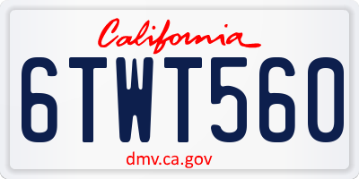 CA license plate 6TWT560