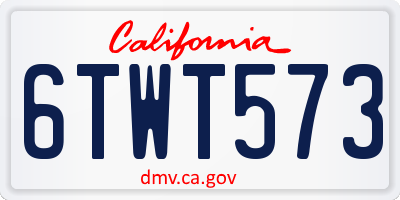 CA license plate 6TWT573