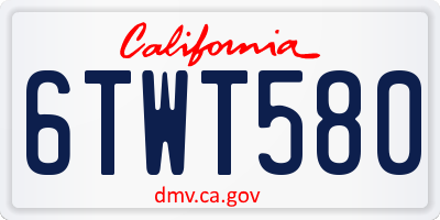 CA license plate 6TWT580