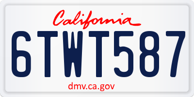 CA license plate 6TWT587