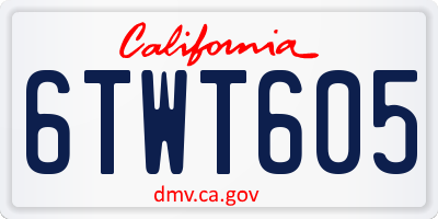 CA license plate 6TWT605