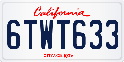 CA license plate 6TWT633