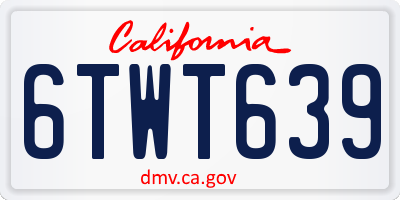 CA license plate 6TWT639