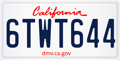 CA license plate 6TWT644