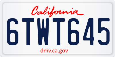 CA license plate 6TWT645