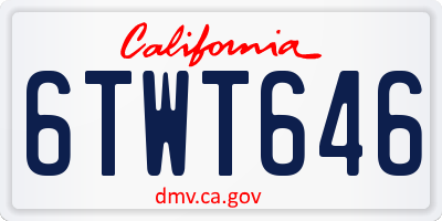 CA license plate 6TWT646
