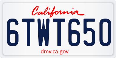 CA license plate 6TWT650