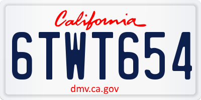 CA license plate 6TWT654