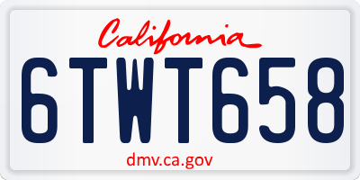 CA license plate 6TWT658