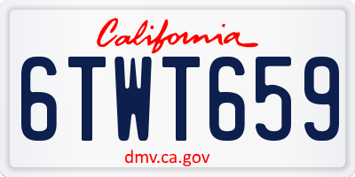 CA license plate 6TWT659