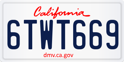 CA license plate 6TWT669