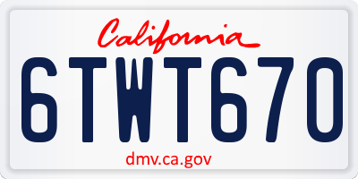 CA license plate 6TWT670
