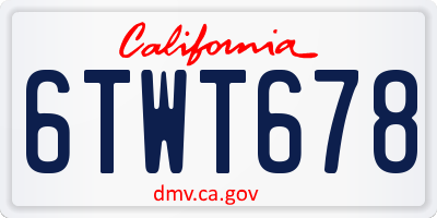 CA license plate 6TWT678