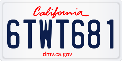 CA license plate 6TWT681