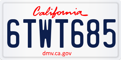 CA license plate 6TWT685