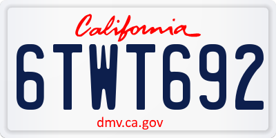 CA license plate 6TWT692