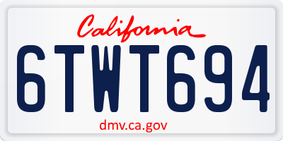 CA license plate 6TWT694