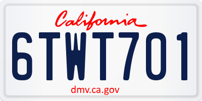 CA license plate 6TWT701