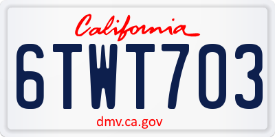 CA license plate 6TWT703