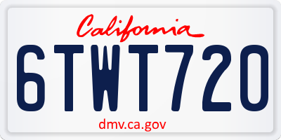 CA license plate 6TWT720