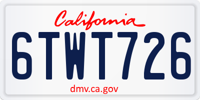 CA license plate 6TWT726