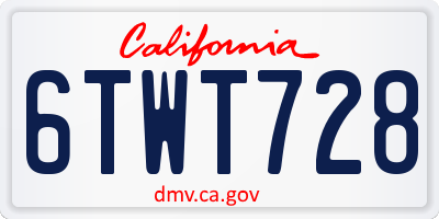 CA license plate 6TWT728