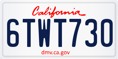 CA license plate 6TWT730