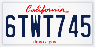 CA license plate 6TWT745