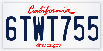 CA license plate 6TWT755