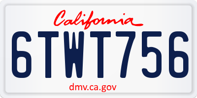 CA license plate 6TWT756