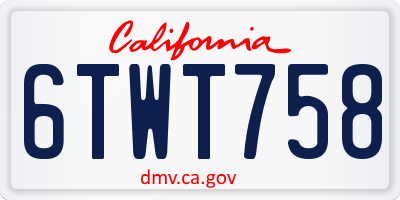 CA license plate 6TWT758