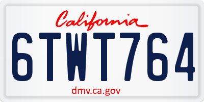 CA license plate 6TWT764
