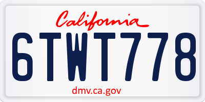 CA license plate 6TWT778