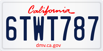 CA license plate 6TWT787
