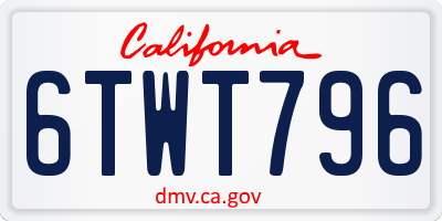 CA license plate 6TWT796