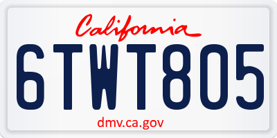 CA license plate 6TWT805
