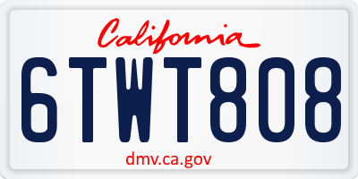 CA license plate 6TWT808