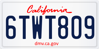 CA license plate 6TWT809