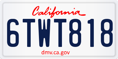CA license plate 6TWT818