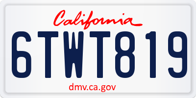 CA license plate 6TWT819